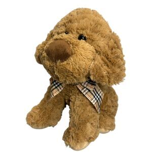 Burton Labradoodle Puppy Dog Soft Plush Plaid Bow Stuffed Animal 11 Inches